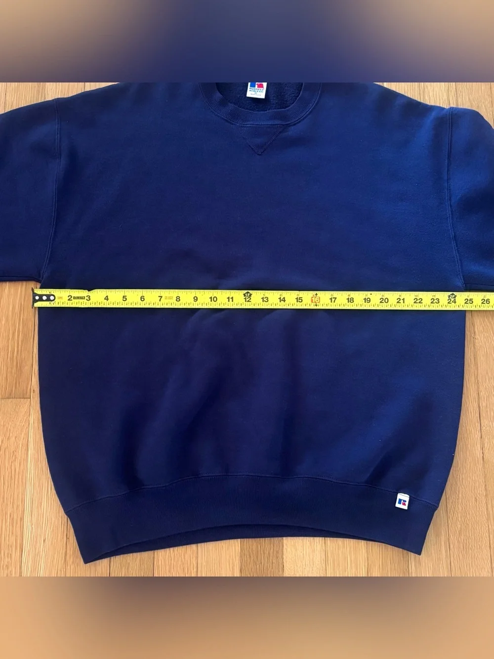 Vintage 90s Russell Athletic Sweatshirt XL Navy Blue V Stitch Blank Made In USA